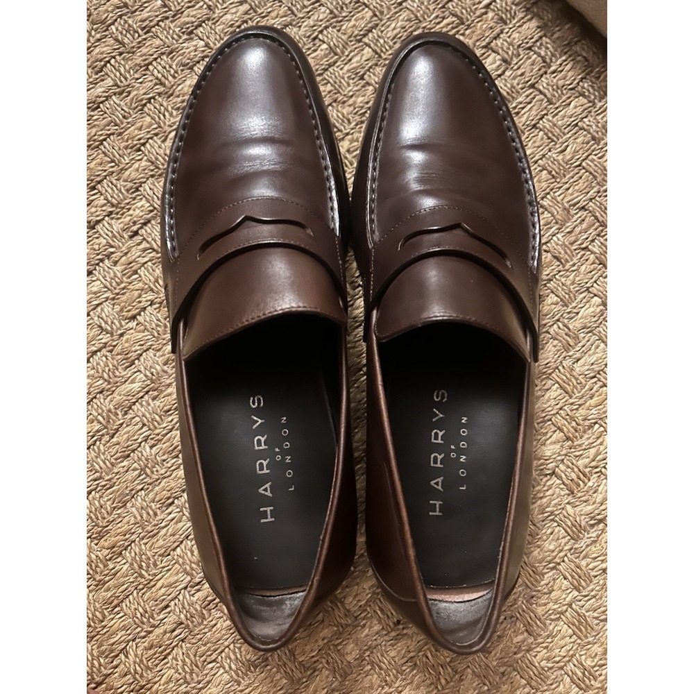 Harrys Of London Men's Downing Penny Loafer Brown Leather US 11F (EU 45)